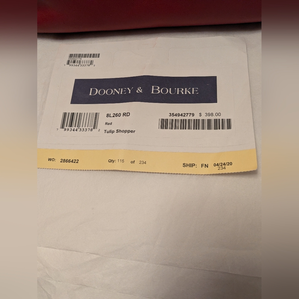 Dooney and Bourke Florentine Tulip Shopper Tote in RED Nwt - Picture 3 of 9